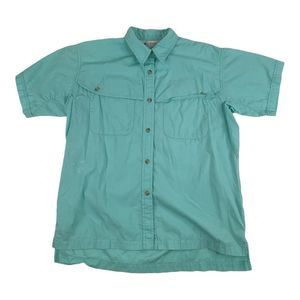 Columbia Mens Short Sleeve Fishing Button Up Shirt Size Small Mint